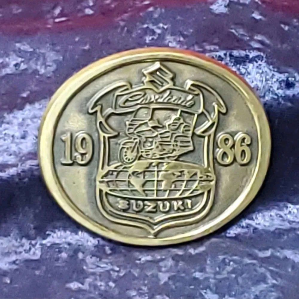 1986 Suzuki Cavalcade Solid Brass Belt Buckle Motorcycle Bike Biker Oval Classic